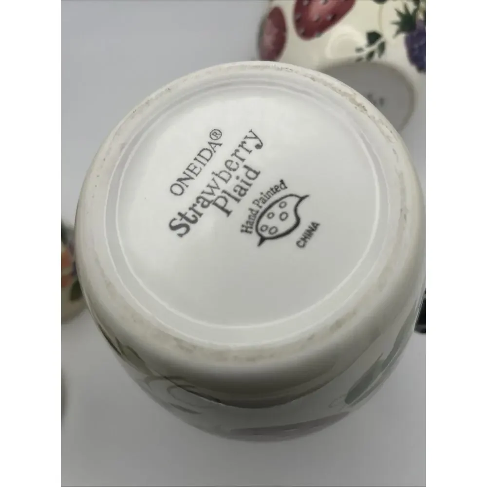 Vintage Oneida. Strawberry Plaid Canisters And Shakers. Discontinued In 2002.
